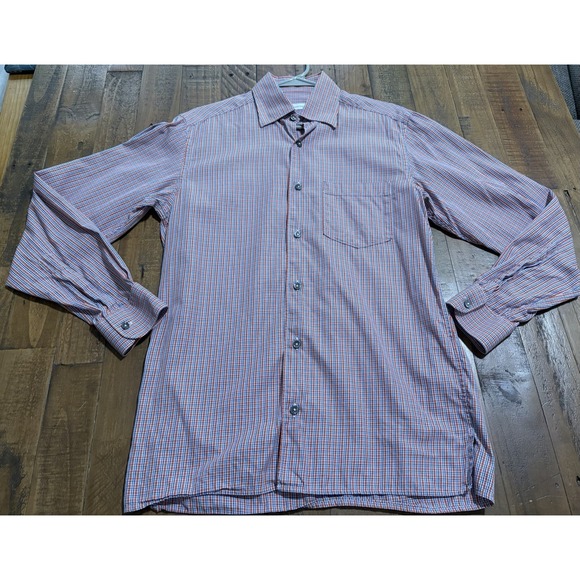 Ermenegildo Zegna Plaid Button-up  Shirt Men's Small Made in Italy 100% Cotton - Picture 2 of 11